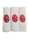 Nakas Concept Bath Towels Set 3 pcs Eggs With Embossed Decorative Red