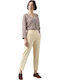 Women's High Rise Crepe Trousers with Rubber Band Yellow