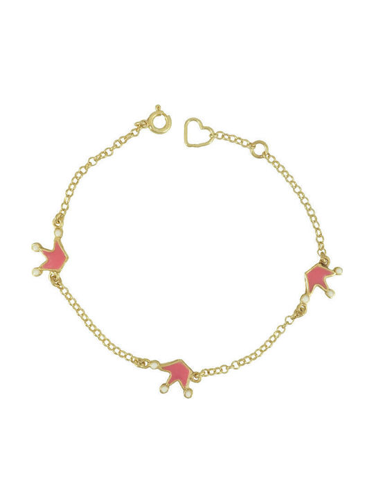 Kiriakos Gofas Kids Bracelet From Gilded Silver With Crown & Stones