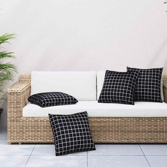 vidaXL Perna De Canapea Neagră În Carouri 60x60 Cm