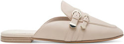 Tamaris Leather Ecru Mules