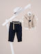 Piccolino Baptism Suit with Vest for Boys Linen Enzo Navy Blue