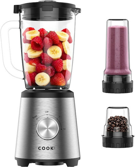 COOK-IT Μπλέντερ με Γυάλινη Κανάτα 1.75 lt 1500W Γκρι