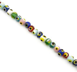 Glass Eye Round 7mm/~ø1mm 65 Pieces per Pack Multi