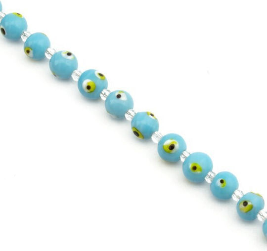 Sticlă Ochi Rotund 10mm/~ø2mm 25 Bucăți/Șnur Albastru