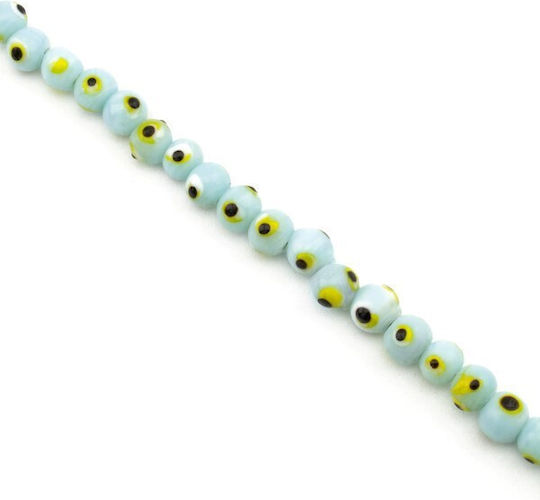 Ochi Din Sticlă Rotund 7mm/~ø1mm 65 Bucăți/Șnur Aquamarine