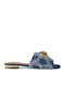 Damen Flache Sandalen Blau