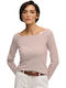 Women's Off-Shoulder Striped Blouse Bordeaux Red Stripe