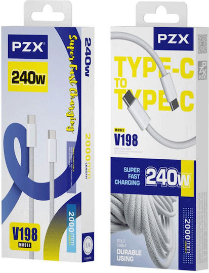 PZX USB 2.0 Cable USB-C Male - USB-C 240W White 2m 1234567895667