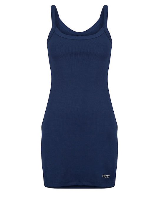 Guess Summer Mini Knitted Slip Dress Navy Blue