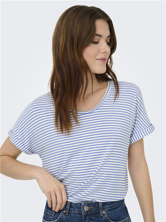 Jdy Tricou Damă Cu Dungi Albastru Deschis