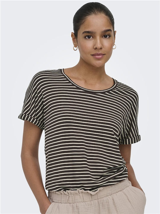 Jdy Damen T-shirt Gestreift Braune