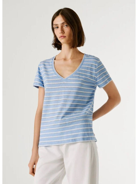 Pepe Jeans Women's Striped T-shirt Bay Blue