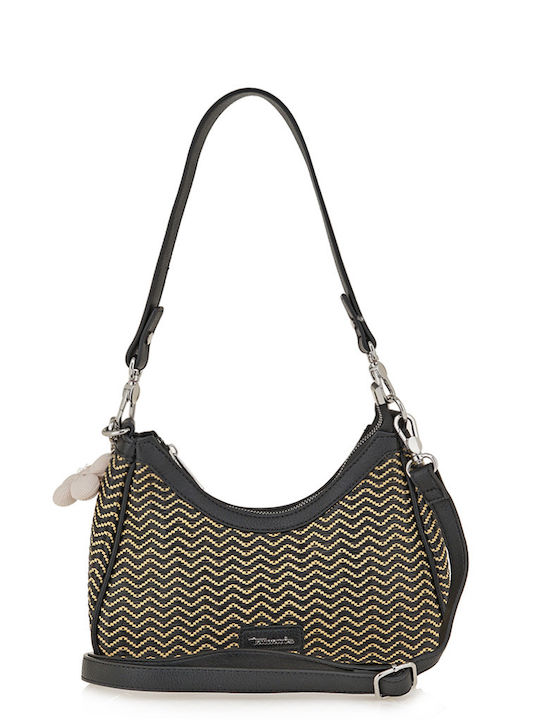 Tamaris Rattan Damen Schultertasche Schwarz