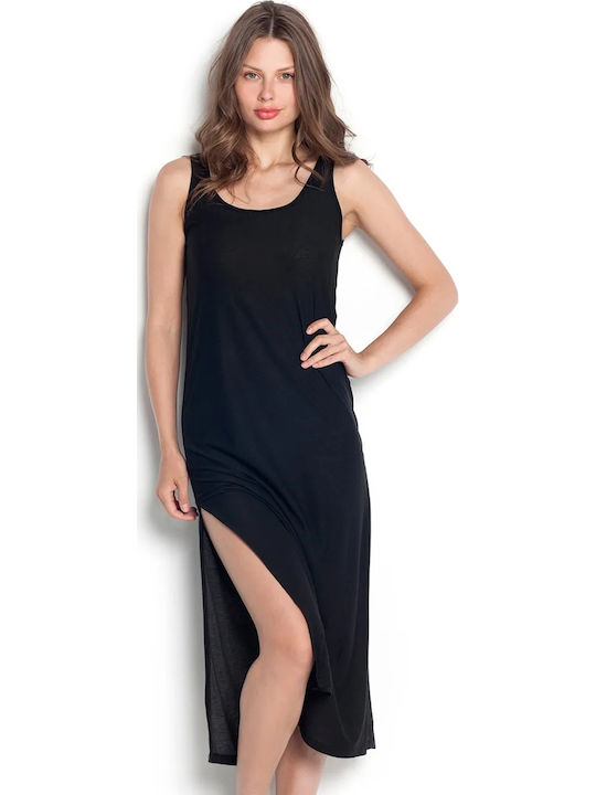 Sommer Midi Damenkleid mit Tränen Schwarz
