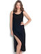 Sommer Midi Damenkleid mit Tränen Schwarz