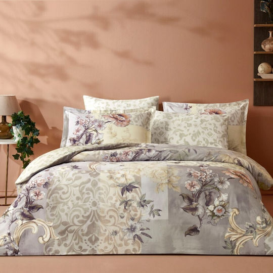Tac Set Huse Pentru Pilote Bumbac Satinat 200x220cm Dublu Cu 4 Fețe De Pernă & 1 Cearșaf Digital Glaum