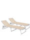 Șezlong Plastic Bej 2 Buc 188x56 cm