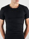 Men's Undershirts Short Sleeve Black Open Neck 6Pack
