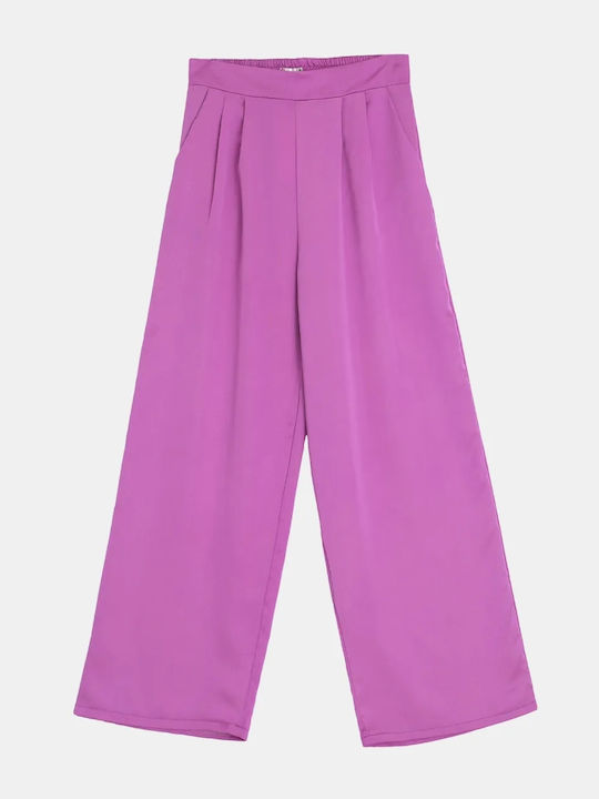 Rock Club Women's Satin Trousers Violet