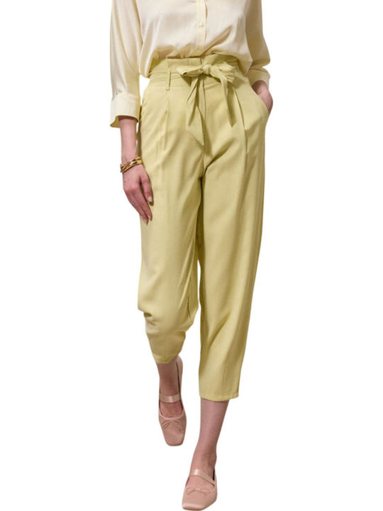 Enzzo Women's Fabric Trousers Yellow