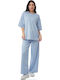 Hellblaue Set Damenhose Bluse