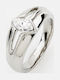 Women's Ring with Diamond & Zircon Made of Steel