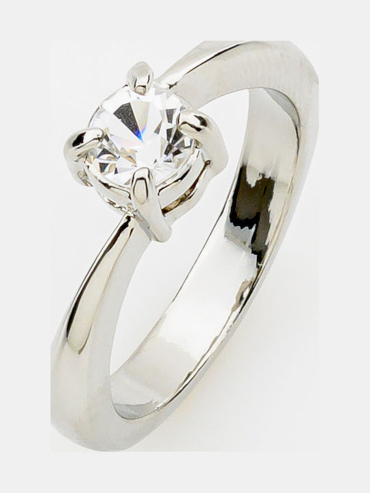Women's Ring with Diamond & Zircon Made of Steel
