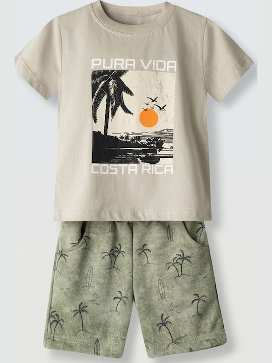 Kids Set with Shorts Summer 2 Pieces Beige-Gray
