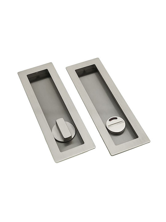 Convex Door Flush Handle with Key Hole Silver 50mm 1507ZSAF-S05S05