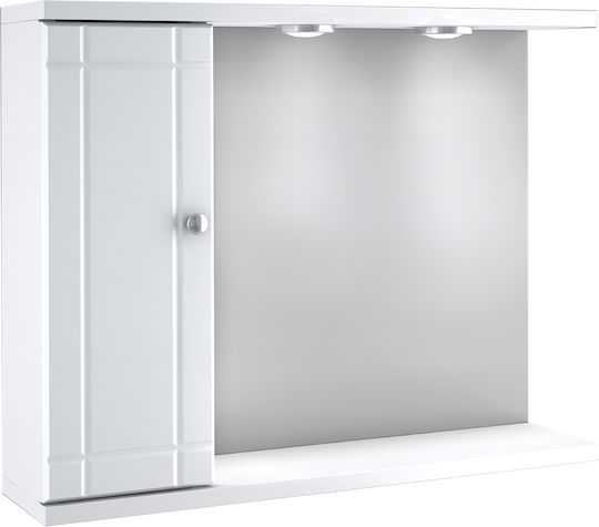 Drop 6KLRR70WH Badezimmerspiegel Led aus MDF mit Schrank 70x54cm Weiß Drop 6KLRR70WH Badezimmerspiegel Led aus MDF mit Schrank 70x54cm Weiß