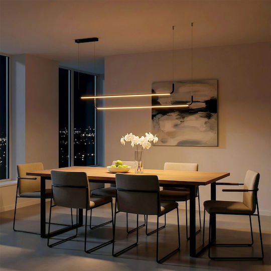 kelvo Linaria Deckenleuchte Schwarz LED mit Verstellbarem Weiß Licht 130x4x25cm