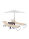 Șezlong Plastic Bej Set Cu Masă 2 Buc 188x56cm