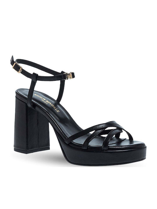 Damen Sandalen Schwarz Leder