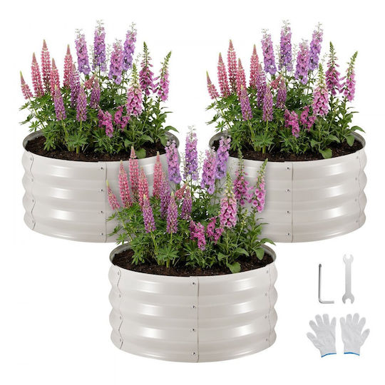Vevor Flower Bed for Garden Fencing Made of Metal 60x60x30cm 3 Pieces Beige