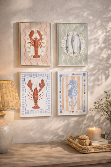 Painting Frame Sea Design 30x1.5x40cm Blue Kaeming
