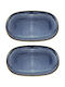 Raki Laguna Platou De Servire Oval Din Porțelan Albastru 25x15cm 2 Bucăți