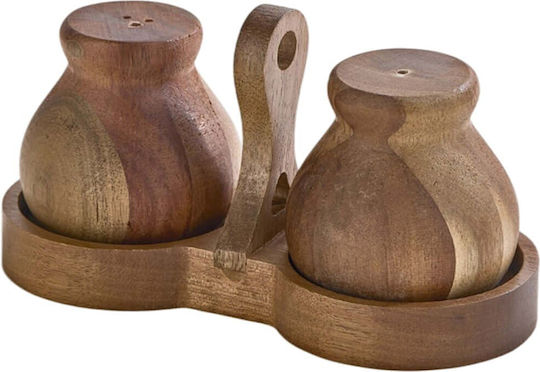 Hermia Wooden Salt Pepper Set with Stand 3 Pieces