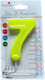 Neon Yellow Glitter Candle Number 7