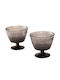 Hermia Serving Bowls Ice Cream Round Glass Black Diameter 11cm 2 Pieces