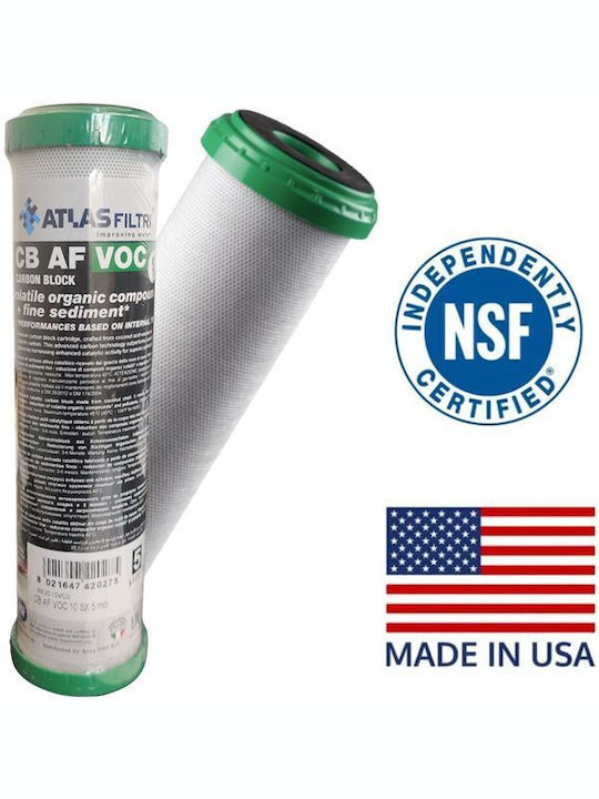 Atlas Filtri Countertop Water Filter Cartridge from Activated Carbon 10" Cb-af Voc 10 Sx 5 μm