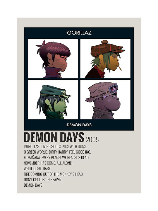 Music Poster Demon Days Gorillaz Ms598 21cm X 30cm