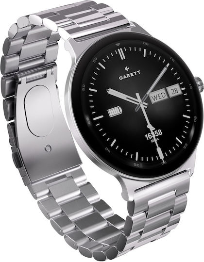 Garett Quantum 43mm Smartwatch με Παλμογράφο (Ασημί)
