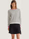 Women's Long Sleeve Striped Blouse Ecru