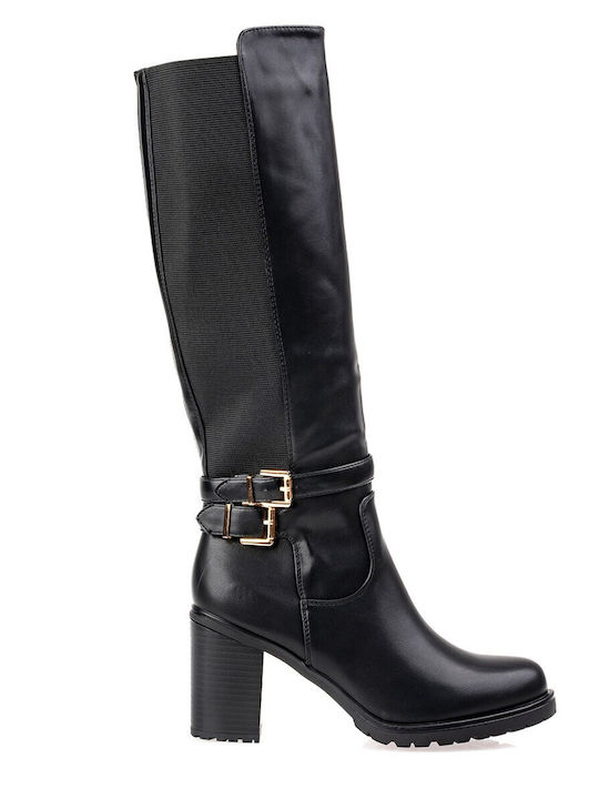 Women's Boots with High Heel & Elastic Black