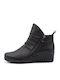 Leather Women's Ankle Boots with Platform Black