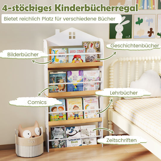 Metal Floor Bookcase White 130x61x130cm