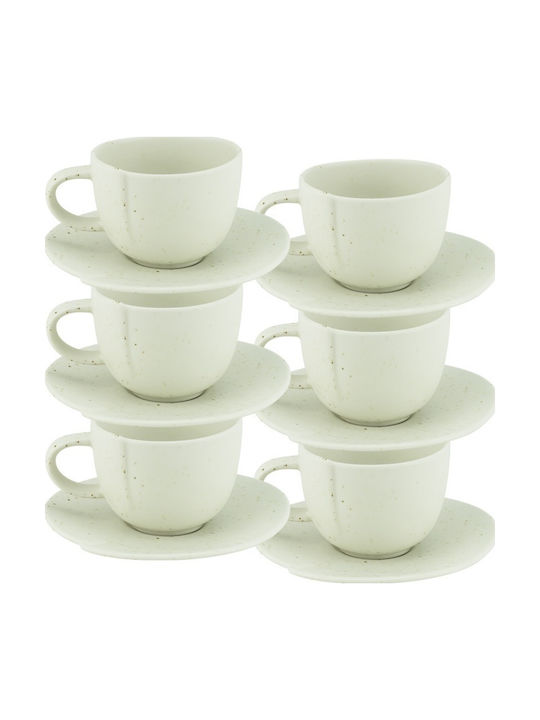 Raki Set Cesti Cappuccino Din Porțelan Alb 210ml 6 Bucăți