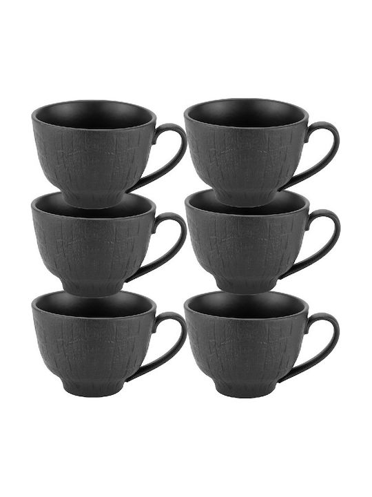 Raki Set Cesti De Ceai Din Porțelan Negre 250ml 6 Bucăți