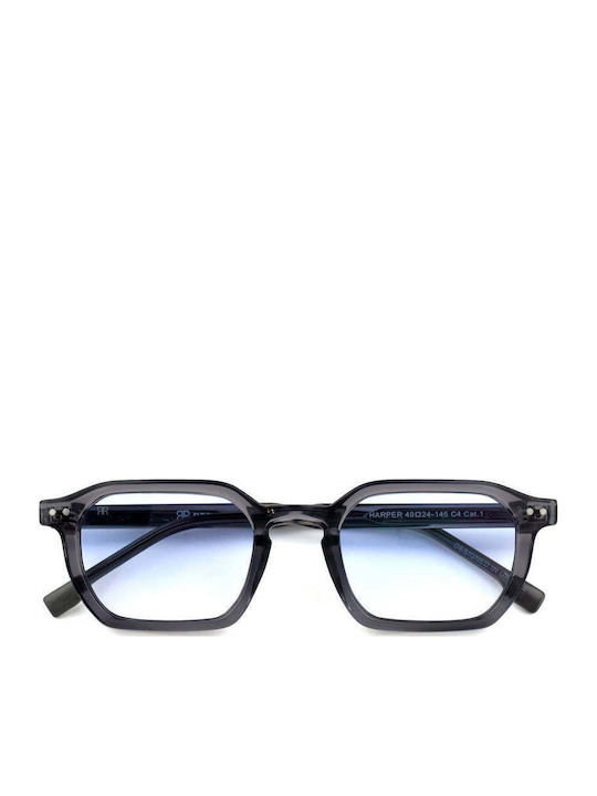 Red Raven Harper Unisex Sunglasses with Gray Frame and Transparent Lens